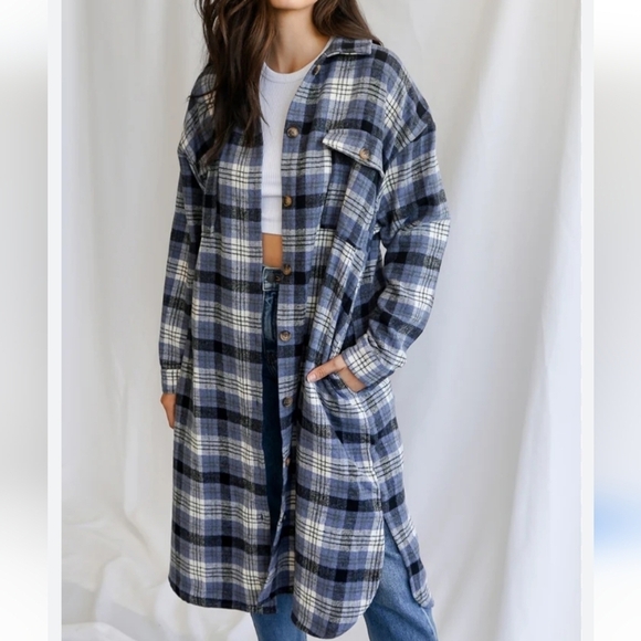 Better Be Long Plaid Flannel Wool Blend Shacket Campcore Cozy Western Cabincore - Picture 1 of 7
